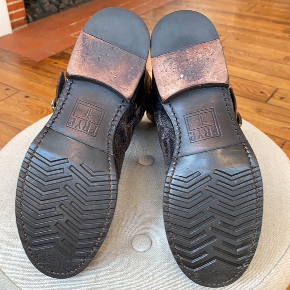 Frye Veronica Distressed Ankle Cowboy Western Boots Buckle Brown Women's 6.5D - Picture 12 of 14